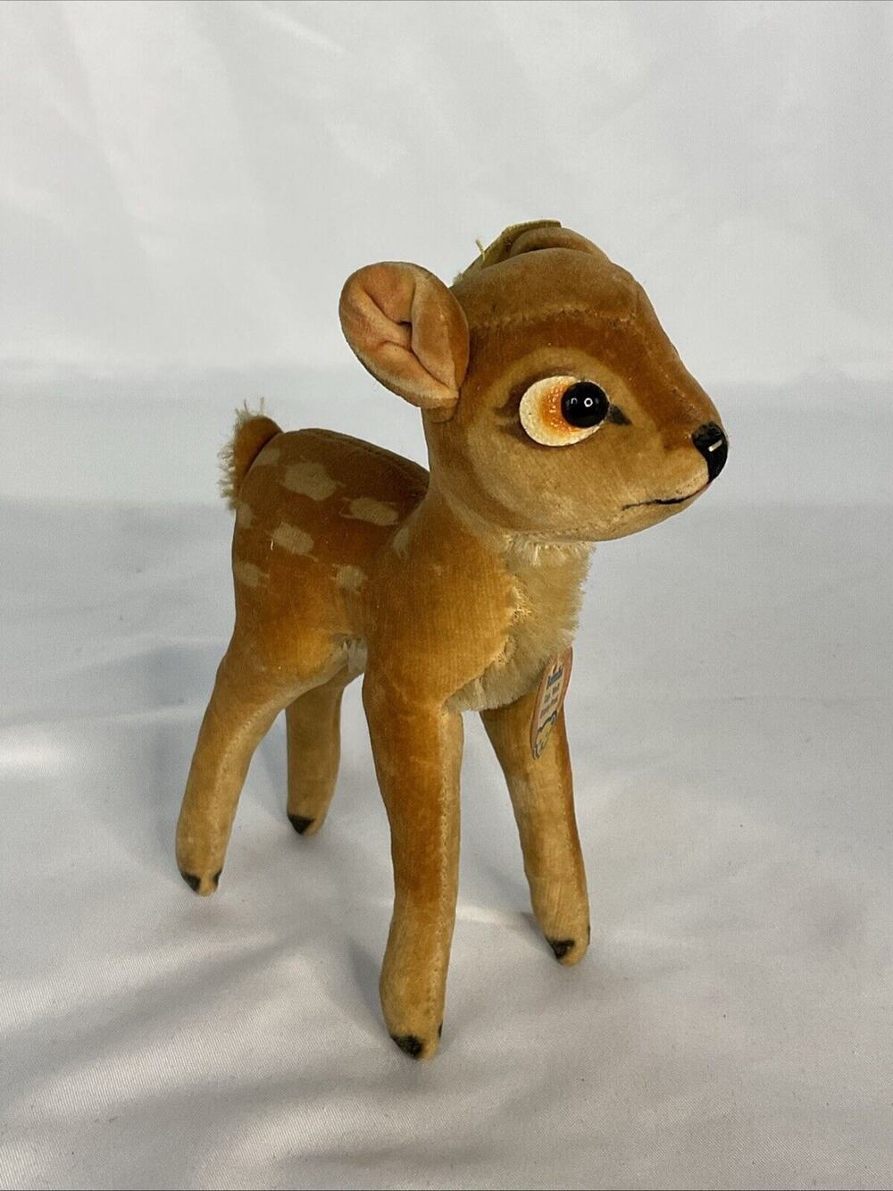 VTG STEIFF DISNEY BAMBI MOHAIR VELVET STUFFED ANIMALS DOLL 1960S